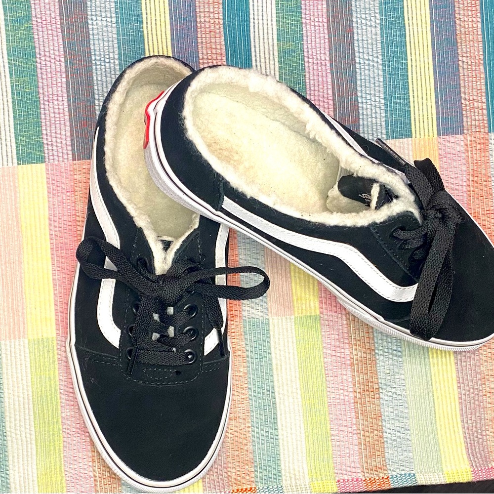 Vans Ward Low Top Sherpa Lined Faux Fur Suede Mule Sneakers Size 7.5